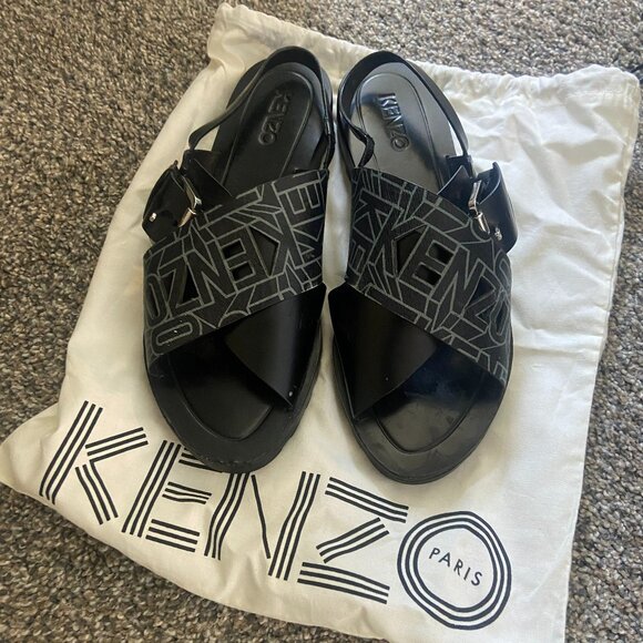 Kenzo Black Slingback Sandals - Spell-Out Buckle | size EU 41 / US Men's 8.5 - Picture 1 of 3